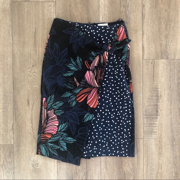 Anthropologie Dresses & Skirts - Maeve Floral Polka Dot Wrap Skirt